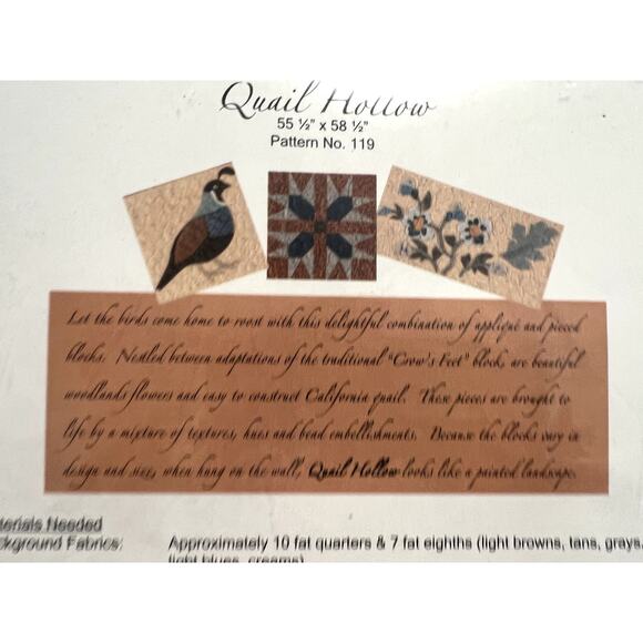 quilt pattern quil hollow a graceful stitch 55 1/2" x 58 1/2" - Picture 4 of 6